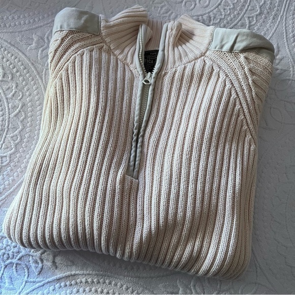 Vintage 90s y2k NAUTICA Quarter Zip Pullover Chunky Rib Knit Sweater SIZE XL - Picture 5 of 12